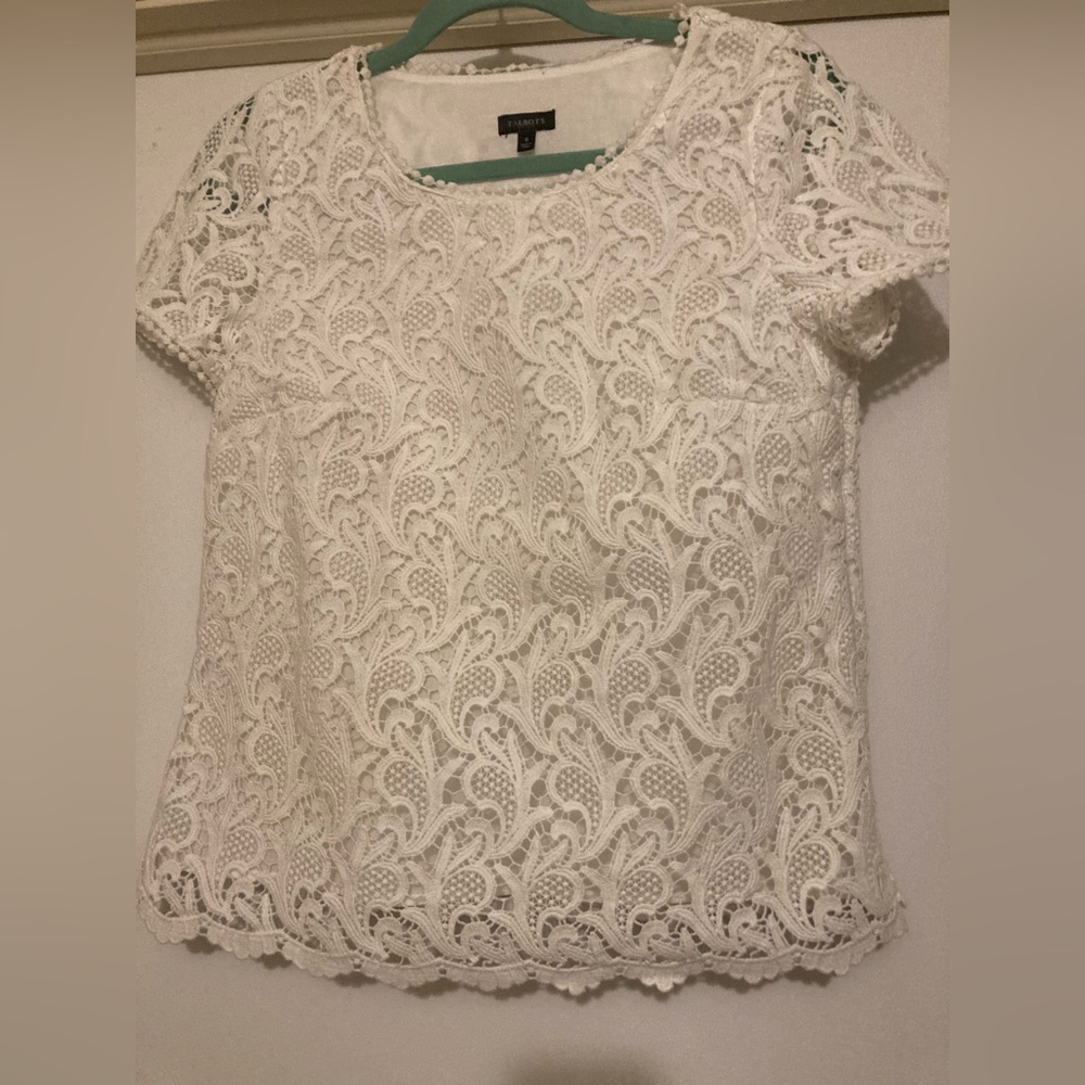 Talbots Elegant White Lace Top